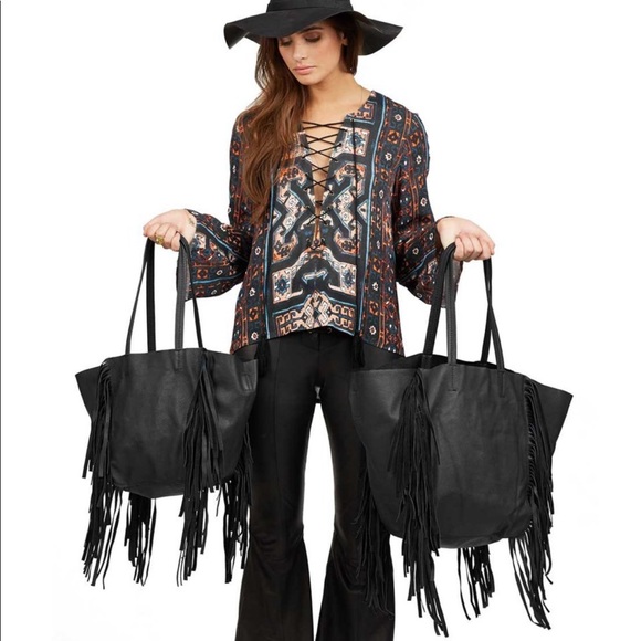 NWOT Cleobella Leather Fringe Hendrix Tote Medium - Picture 8 of 8